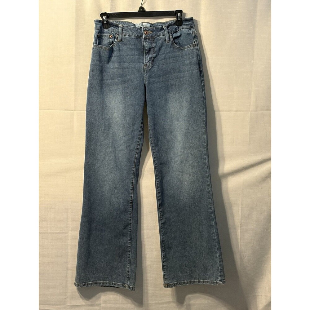 RE generation Women’s Slim Flare Jeans Blue Medium Wash High Rise 5-Pocket 7